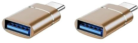 Daspper Adaptador USB-C Macho a USB Hembra, Compatible con iPhone, MacBook, iPad, portatil. Plug & Play. 2 Unidades (Colores Dorado y Dorado)