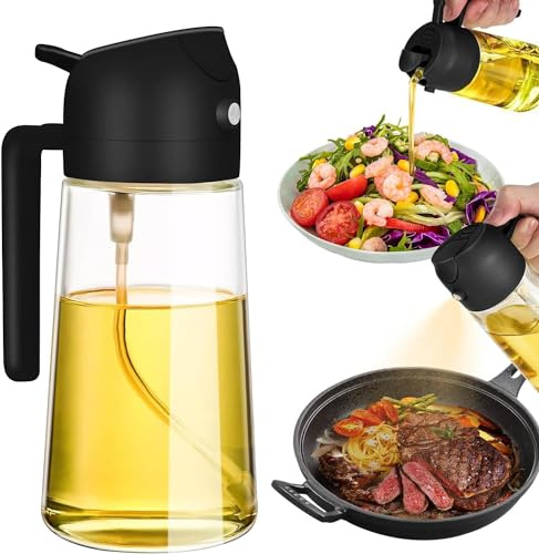 YQCXK Spruzzatore olio per la cucina,Distributore di olio e spruzzatore di olio 2 in 1,Spruzzatore di olio da 470 ml per la cucina,Flacone spray per nebbia d'olio per le cucine