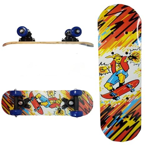 23 inch Skateboards for Juniors, Cruiser Skateboard for Girls Boys Teens Adults Beginners, Mini Skateboards Classic Complete Skate Board (S12_Power Rider)