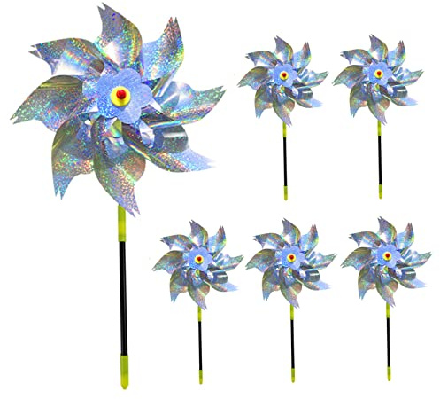 OnIUeZky 6pcs République de Pigeon de pignon de Moulin à Vent rééducteur Réflexion avec Gardien de Jardin Pin de Vent Scintillant Scintillant pour Les Oiseaux effrayants Animal