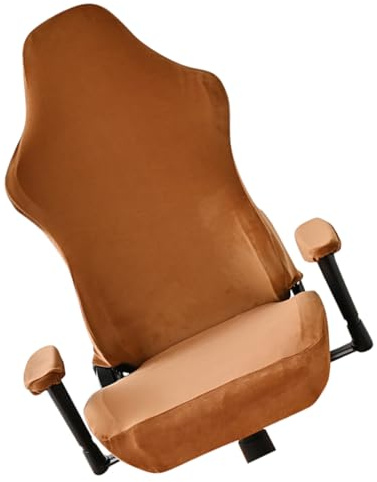 Amosfun Funda para Silla de Ordenador Elástica Tamaño Estándar de Terciopelo Plateado Resistente al Polvo Lavable para Oficina y Gaming Color Beige Protección Completa