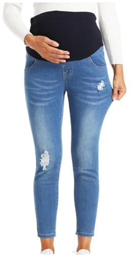 Pantalones Vaqueros de Maternidad Mujer Elásticos cómodos con Banda Abdominal Jeans Slim Fit Pantalones Largo Embarazo Primavera y Verano premamá Denim Pants