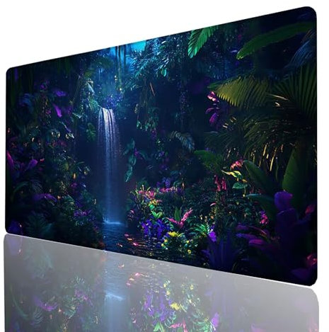 Alfombrilla Ratón Planta, Alfombrilla Gaming Cataratas, Impermeable Tapete Escritorio 1200x600x3mm Compatible con Raton Inalambrico y Teclado Inalambrico, Mousepad para Portatil Regalo Hombre 961-GYL
