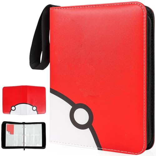 Card Binder 4 Pockets, Trading Card Binder 4 Pocket 60 Pages 480 Cards Capacity,Portable Waterproof PU Card Binder Folder,Collectible Card Album