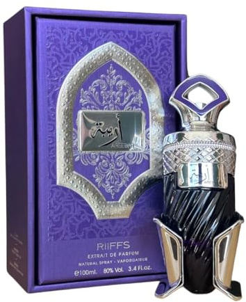Riiffs Areebah Extrait de Parfum Unisex, Fragancia Oriental Amaderada, 100ml, Notas de Vainilla y Oud, con Estuche Elegante en Púrpura