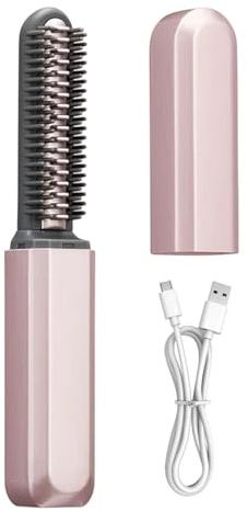 Mini Brosse Lissante Rechargeable et Portable Lissage Bouclage Styling | Brosse Cheveux Chauffante Sans Fil Pour Femmes Filles Hommes Domicile Bureau Trajets Quotidiens