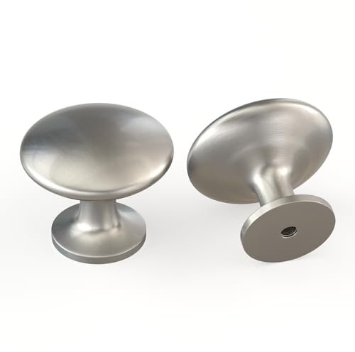 LONTAN 10 Stück Möbelknöpfe Schrankknöpfe Edelstahl Gebürstet Küchenknöpfe Silber Modern Türknopf Runden Schubladenknauf Ein Loch