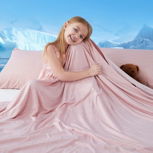 Marchpower Coperta Estiva Fresca 130 * 170cm, Arc-Chill 3.0 Coperta Letto in Fibra di Raffreddamento Giapponese Q-Max>0,5 Traspirante Morbido, Anti Statico, 2 Lati Allevia Sudore e Migliora Sonno-Rosa