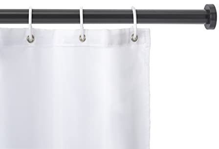 WENKO Teleskop-Duschstange Luz, ausziehbare Duschvorhangstange inkl. Wandadapter zum Klemmen, einfache Wandmontage - Befestigung ohne Bohren, aus rostfreiem Aluminium, Ø 28 mm x 70-115 cm, Schwarz