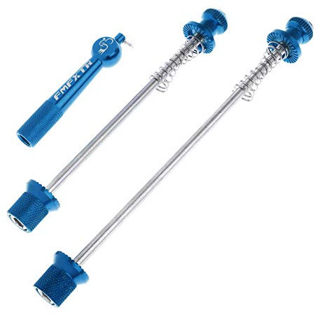 Fahrrad-Schnellspanner Fahrrad Achse Steckachse Fahrrad Anti-Diebstahl-Spieße Set Fahrrad Radnabe Vorne Und Hinten Schnellspanner Hebelachse Mit Verriegelungsschlüsseln 145/183Mm 4 Farben-Blau
