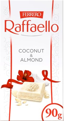 Ferrero Raffaello Tafel - Weiße Schokolade mit Kokos- und Mandelcreme, 90 g | Weiße Schokolade mit Kokos-Mandel-Creme & Kokosraspeln, Schokoladentafel zum Schenken & Teilen, als Dankeschön-Geschenk