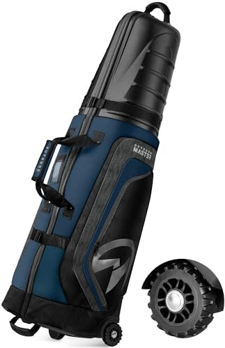 OutdoorMaster Golf Travel Bags for Airlines with Wheels and Hard Case Top, Protect Golf Clubs, Lightweight and Easy to Maneuver, Upgrade Version, Blue