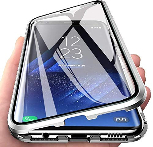 Colala Case for Honor 90 Lite Magnetic Cover Magnetic Adsorption Technology Metal Frame Case Aluminum [Front and Back 9H Tempered Glass] 360° Full Protection Ultra Slim Case - Silver