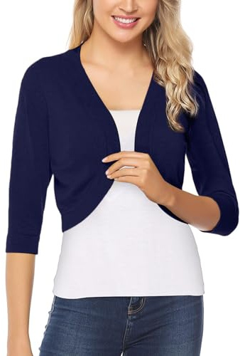 Gyabnw Bolero Cárdigan Festivo para Mujer Cárdigan Corto para Mujer Elegante Chaqueta Tradicional Chaqueta Nupcial Manga Larga Boleros de Oficina Tops Cortos con Cuello en V para Boda Vestido