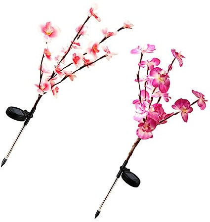 KITANDOVE 2 Piezas lámpara solar figura de luz solar luz de la al aire libre solar garden lights iluminacion jardin solar orquídeas decoración luz de enchufe a tierra luz al aire libre
