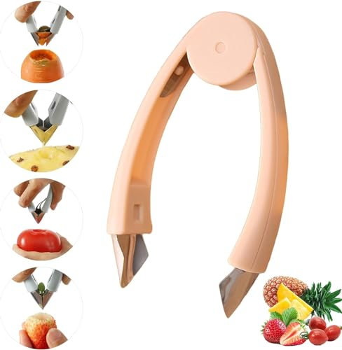 Multifunktionaler Ananasaugenentferner, Edelstahl Ananasaugenentferner für Küche, Erdbeer-Stielentferner, Ananasaugenentferner und Erdbeer-Stielschneider, Ananasschneider (Rosa)