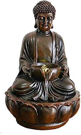 Fontana interna Fontana da tavolo con Buddha for interni ed esterni Fontana con Buddha seduto Fontana d'acqua Zen - Fontana da tavolo Zen for l'arredamento dell'home office Fontanella Decorativa