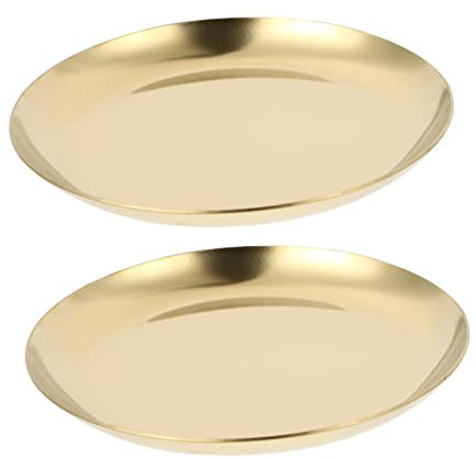 KONTONTY 1Ensemble Plateau de Rangement Acier Inoxydable Doré Assiette Décorative pour Bijoux et Cosmétiques Style Nordique Organisateur de Toilette Accessoire de Maison