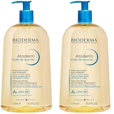 BIODERMA Atoderm Huile de Douche 24h d’Hydratation Confort Immédiat 1 L (Lot de 2)