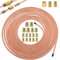 mxuteuk 3/16 Inch x 25 ft Brake Line Tubing Kit Flexible Copper Coated Alloy Brake Line Tubing Coil with 18 Inverted Flare Fittings and 1 Unions SAE Standard