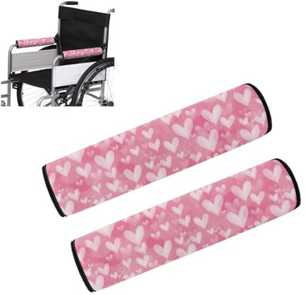 Cugasmaru Wheelchair Arm Pads Pink Wheel Chair Accessories Adults Protective Cover Portable Wheelchair Accessories Washable Armrest Covers for Office Transport Chair Mobility Scooter (Pair,13 inch)