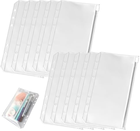 10 Stück Klarsichthüllen A6,A6 Binder Taschen,Budget Planner,Wasserdichte Klarsichthüllen aus PVC(6-Loch),Budget Planner Zubehör mit Geldumschlägen,für Notebook-Planer,Ringbücher Zubehör&Budgetplaner​