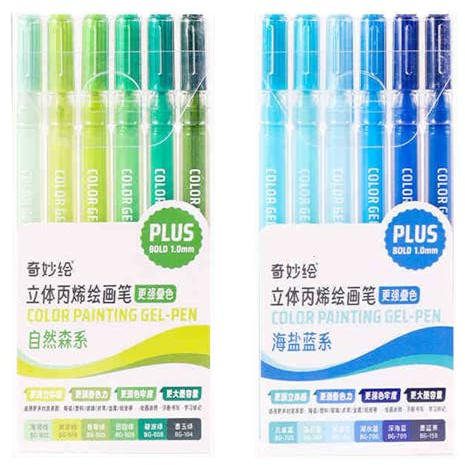Lot de 6/12/54 marqueurs acryliques de couleur Stylo de peinture acrylique Stylo gel Marqueur de peinture pour verre métal peinture