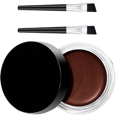 Waterproof Gel Eyeliner Long Lasting Smudge Proof Cream Eyeliner Pot with 2 Brushes High Intensity Pigments Smooth Formula for Various Eye Makeup Looks（brown） (06)