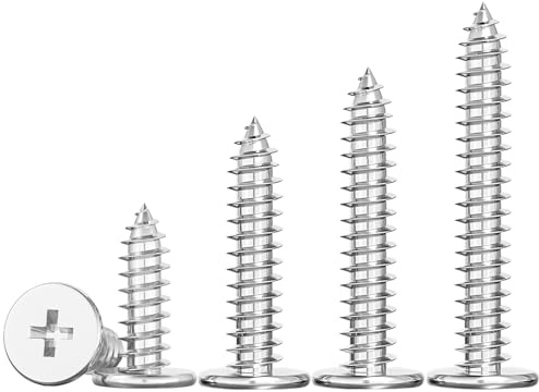 Ctyjia 20 Piezas Delgado Tornillos Autorroscantes de Cabeza Plana, M5 x 18 mm Tornillos de Cabeza Cruzada, de Acero Inoxidable, Rosca Completa