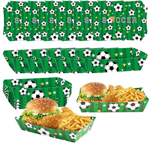 Juego de vajilla de fiesta de fútbol, 24 unidades, diseño de vajilla de cartón para cumpleaños infantiles, platos de papel, cumpleaños, fiesta de fútbol, decoración para niños y niñas