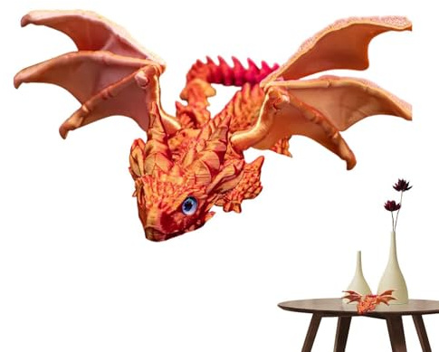 Toy Dragon, Kids Dragon Toys - 3D -tryckta flexibla flygande drakefigurer | Rörliga leder, verkställande skrivbordsleksaker för barn, vuxna, samlare