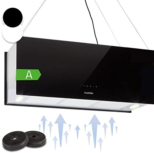 Klarstein Cappa Isola Sospesa per Cucina, Timer, Flusso d'Aria 590m³/h, 3 Modalità, Filtri Antigrasso e Carboni Attivi, Sottopensile