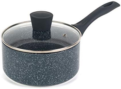 Russell Hobbs RH00845EU Nightfall Stone Saucepan with Lid 18cm - 2L Induction Saucepan, Non Stick Sauce Pot, Suitable for All Stoves, Stay Cool Handle, Multi Purpose Cooking Pot, Tempered Glass Lid