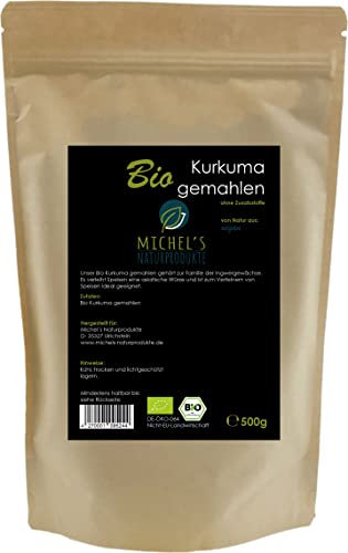 Michel´s Naturprodukte Bio Kurkuma Pulver 500g Rohkostqualität Gewürz Indischer Safran Gelbwurzpulver Curkuma Curcurmin