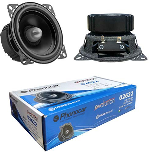 2 PHONOCAR 02622 Haut-parleurs Mid Bass 10,00 cm 100 mm 4 50 Watt rms 100 Watt impédance Max 4 ohms 92 DB spl SQL Porte de Voiture Noire, la Paire