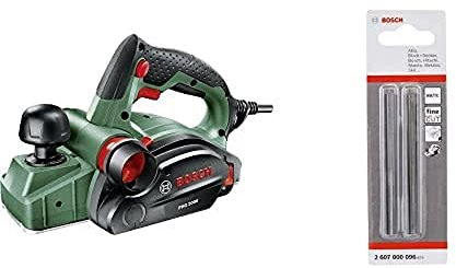Bosch PHO 2000 - Cuchilla cepilladora, caja de cartón (680 W, ancho de cepillado 82 mm, profundidad de corte 0-2.0 mm, profundidad de rebaja 0-8 mm) + Cuchillas reversibles rectas HM 30º