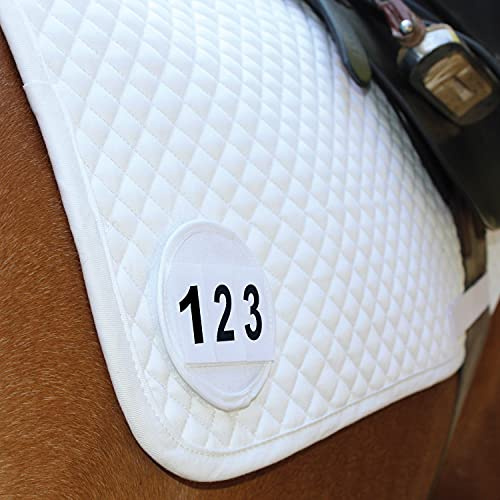 Equetech Sadelduk dressyr nummerhållare (VIT, PAR (2))