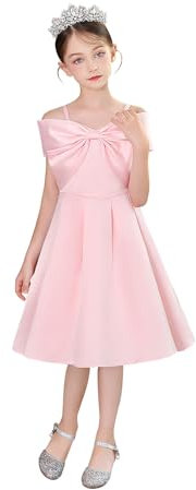 Flower Girl Dress Princess Elegant Off Shoulder Frocks Kids Festival Party Communion Christening Dresses 8-9 Years Pink