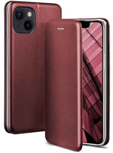 ONEFLOW Business Case für iPhone 13 mini Handyhülle klappbar mit Standfunktion, Klapphülle Flipcase Cover Dünn, PU Leder Hülle mit Kartenfach, 360 Grad Schutzhülle, Weinrot