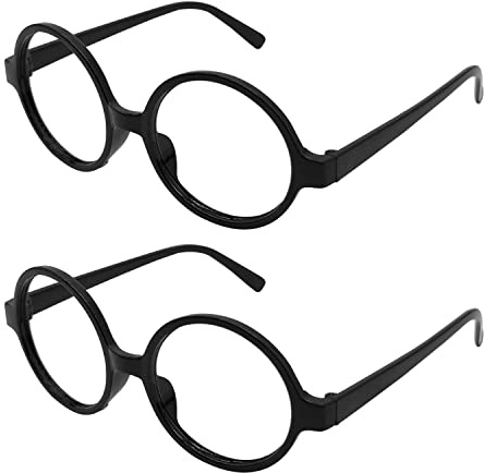 ALLY-MAGIC 2 Pieces Wizard Round Glasses, Halloween Black Round Glasses No Lenses Plastic Eyeglasses, Decorative Wizard Frame Eyeglasses for Halloween Fancy Dress Costume Cosplay Party Y7WSYXYJ
