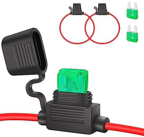 JatilEr 12AWG Mini Sicherungshalter Kfz 2 Stk, mit 30A Kfz Sicherungen | Kfz Auto Sicherungshalter Kupferkabel, Kfz Sicherungshalter für Auto Lkw Motorrad Boot