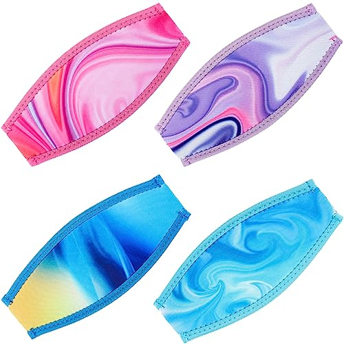 Xuhal 4 Pcs Neoprene Mask Strap Cover Neoprene Diving Swimming and Snorkel Mask Straps Comfortable Non Slip Hair Protector Wrap for Men Women Water Sports Accessories, 4 Styles