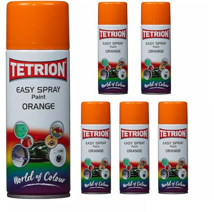 Tetrion Easy Spray Multipurpose Paint 400 ML Pack of 6 High Visibility Orange Quick-Drying Indoor & Outdoor Use