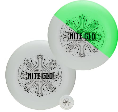 Discraft Nite Glo Ultrastar 2er-Pack – hohe Sichtbarkeit für Nachtspiele, UV-Licht reaktionsschnell, 175 g, lebendige Nachtfliegenscheiben
