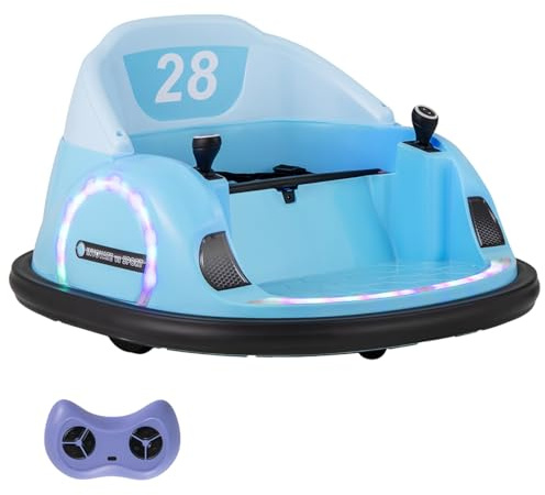 Maxmass Kids Ride on Bumper Car, 360° Rotation Spin Waltzer Car with Remote Control, Dual Joysticks, Music, Flashing Lights, USB/AUX Ports, Children Electric Ride on Car for 18+ Months Old (Blue)
