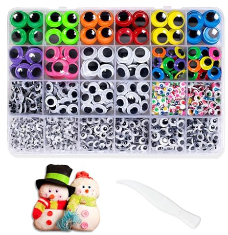 WYRGQIQN 1700 Pezzi Colorate Occhi Mobili Adesivi Piccoli Rotondo Autoadesivi Finti Occhietti per Scrapbooking Decorazioni Bambole Pupazzi Fai da Te Lavoretti Artigianato