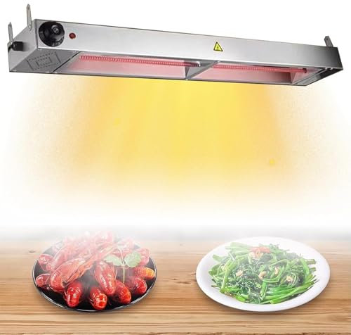 Lampada Riscaldante Per Alimenti Sospesa, Lampada Riscaldante Per Riscaldatore Elettrico A Cinghia in Acciaio Inossidabile, Scaldavivande Commerciale Appeso Per Patatine Fritte,150* 15*6.5cm