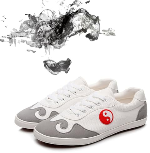 Zapatillas De Cuero Transpirables Tai Chi Kung Fu para Ejercicios Entrenamiento Zapatos De Artes Marciales para Mujeres,Zapatillas de Taekwondo Deportes Casuales Kung fu Zapato(Size:37EU,Color:blanco)