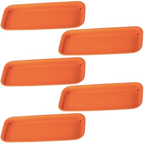 Docache 5er Set Blumentopf Untersetzer Eckig，Rechteckige Pflanzenuntersetzer, Tablett Blumenkübel, Rechteckige Blumentopf Unterteller, Geeignet Für Innen, Außen, Garten (Ziegelrot, 30.5x13.8cm)