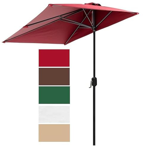 AGKANVCVNT Parasol De Balcon, Demi Parasol 200 250cm Parasol Rectangulaire, Demi Parasol De Jardin Exterieur pour Terrasse, Piscine, Patio, Anti-UV(Red,6.5 * 3ft/2.0 * 1.0m)